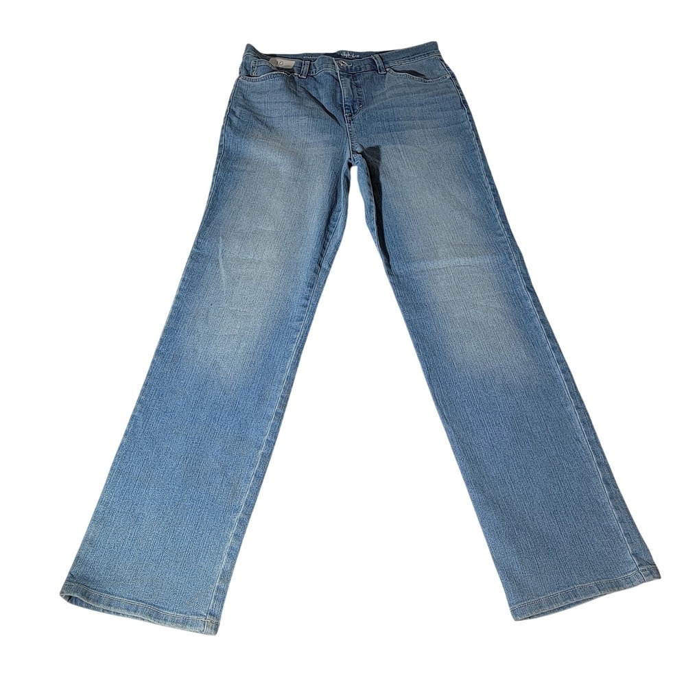 Style & Co Womens Straight Leg Jeans Blue Medium Wash Denim Size 10P Mid Rise